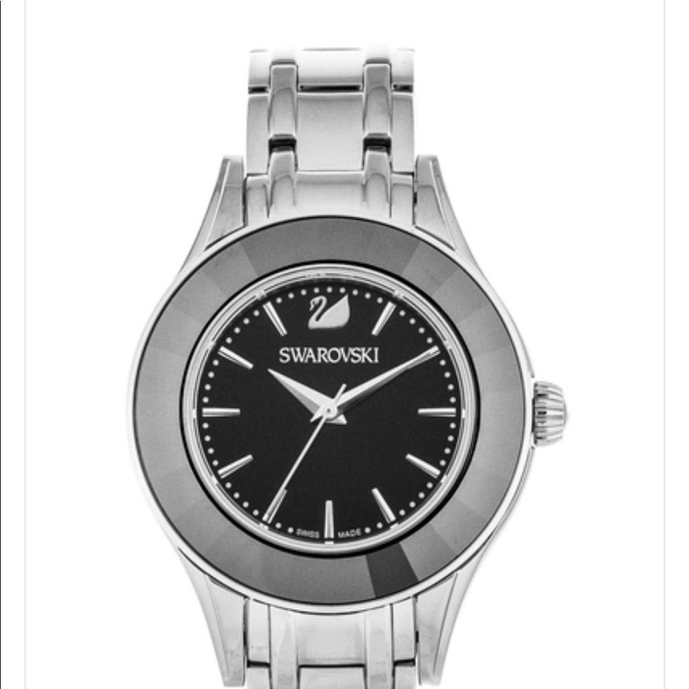 Swarovski Alegria 33mm SS Black Crystal Bezel Watch